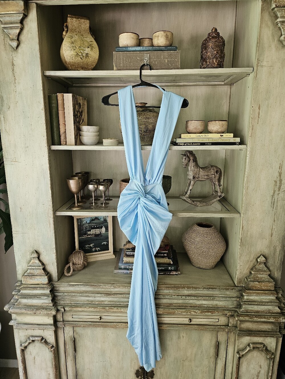 $285 BAOBAB Mia Plunging Ethereal Sky Tiffany Blue Dress - Picture 9 of 14